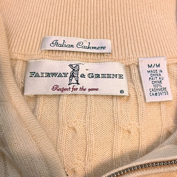 Fairway & Greene - Men’s Medium - 100% Italian Cashmere Zip Up Sweater -Yellow - Picture 5 of 10